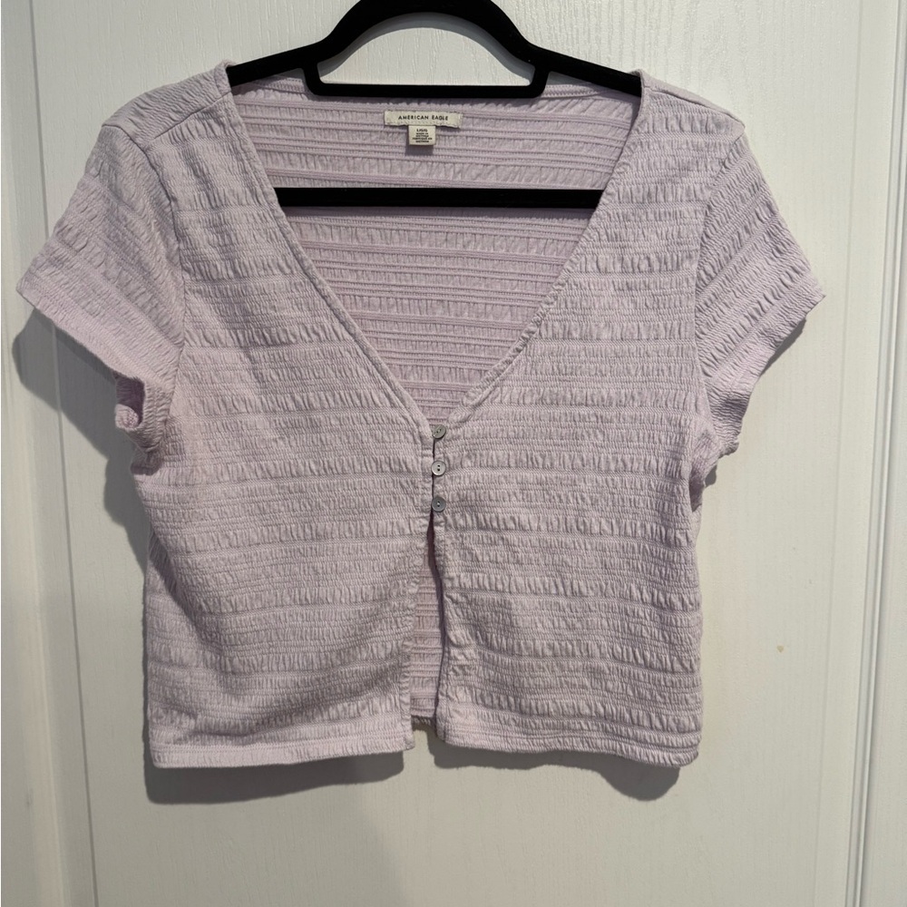 American Eagle Outfitters Light Purple Textured Blouse - Picture 1 of 3